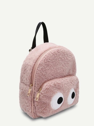 Girls Cartoon Eyes Decor Backpack