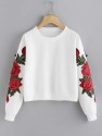 Rose embroidered applique sweatshirt