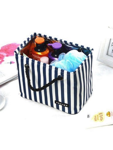Striped Storage Bag With Handle
