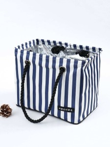 Striped Storage Bag With Handle