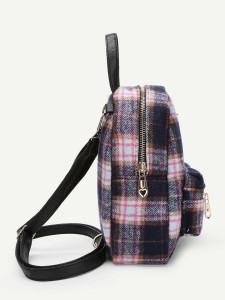 Kids Zipper Front Plaid Backpack