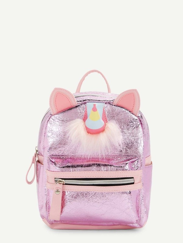 Girls Unicorn Ear Design Glitter Backpack