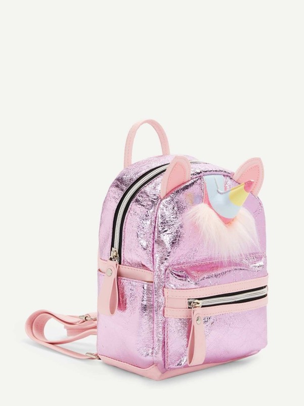 Girls Unicorn Ear Design Glitter Backpack