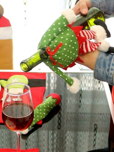 1pc Elf Design Wine Bottle Cover