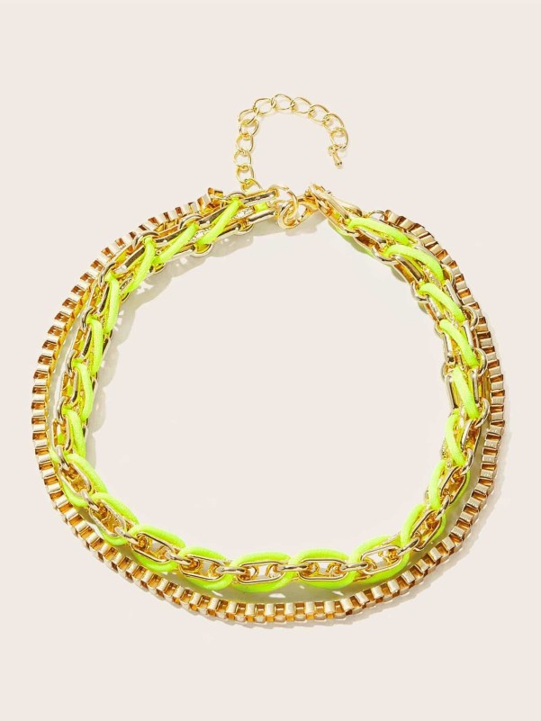 Double Layered Woven Detail Necklace 1pc