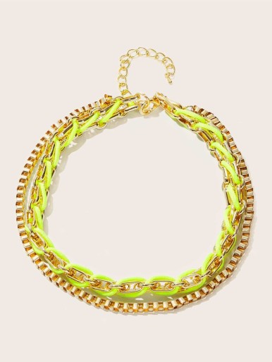 Double Layered Woven Detail Necklace 1pc