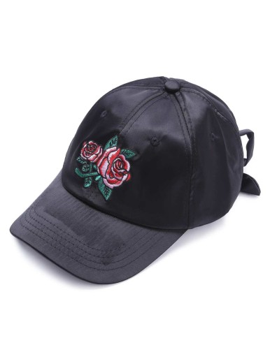 Black Rose Embroidery Baseball Cap