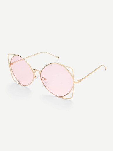 Metal Frame Tinted Lens Sunglasses