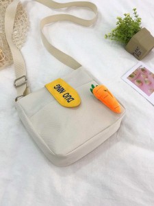 Girls Carrot Decor Canvas Crossbody Bag