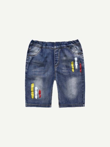 Boys Colorful Print Denim Shorts
