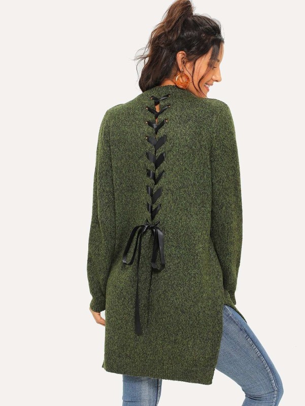 Lace up sale back cardigan