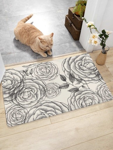 Flower Print Floor Mat