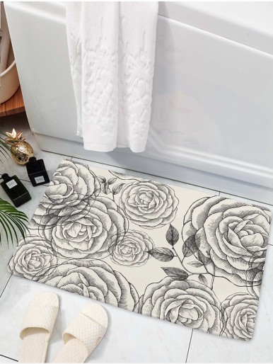 Flower Print Floor Mat