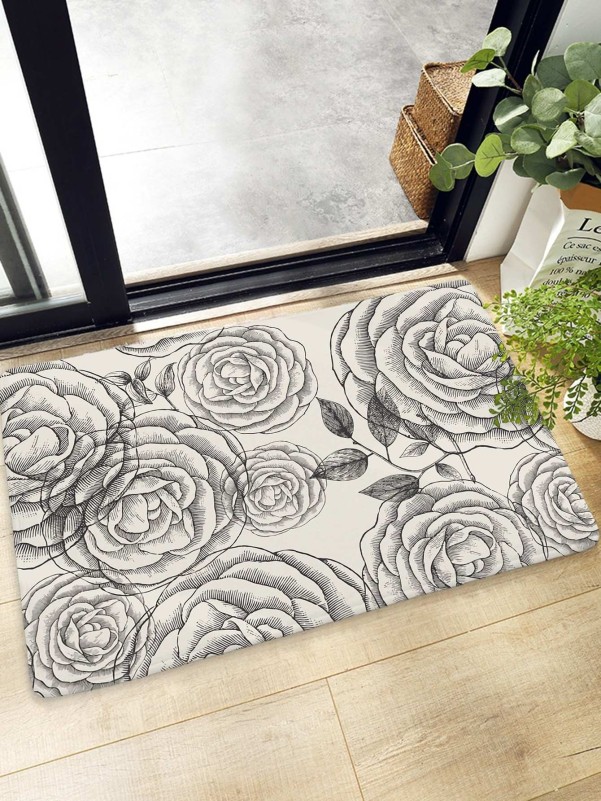 Flower Print Floor Mat