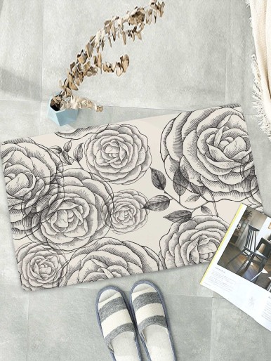 Flower Print Floor Mat