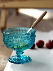1pc Vintage Embossed Glass Ice Cream Bowl