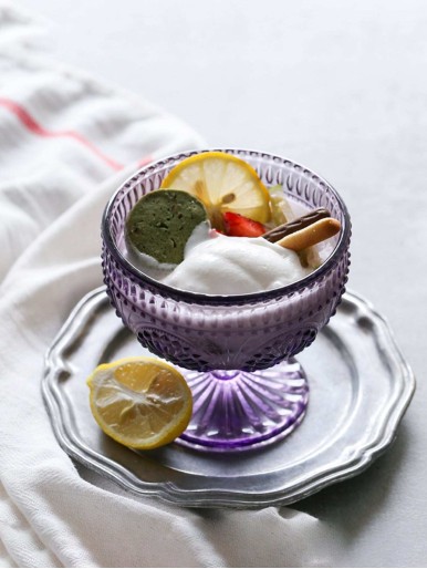 1pc Vintage Embossed Glass Ice Cream Bowl
