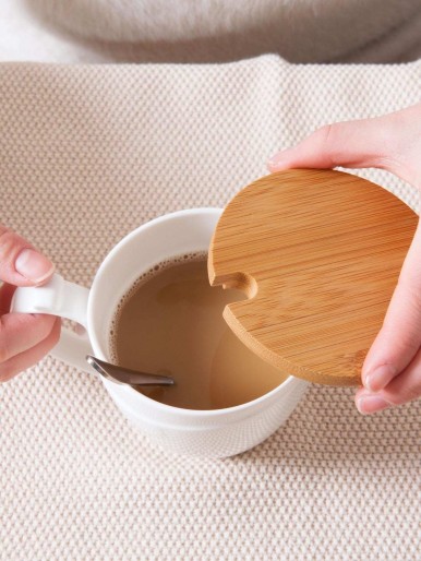 Ceramic Cup With Lid & Spoon