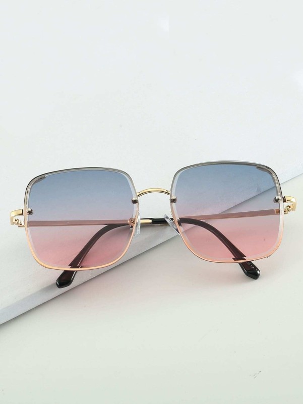 Metal Frame Ombre Lens Sunglasses