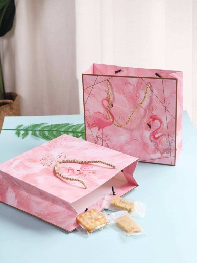 Flamingo Print Paper Storage Bag 5pcs