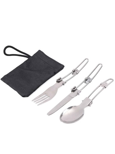 طقم أدوات مائدة قابل للطي 3 قطع مع حقيبة