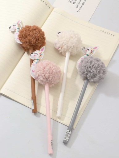 2pcs Random Cute Plush Alpaca Decor Gel Pen