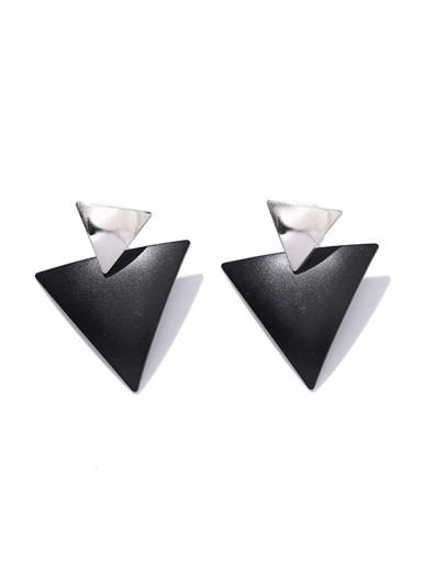 Double Triangle Design Stud Earrings 1pair