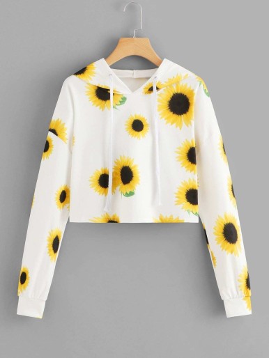 Short hood with sunflower print