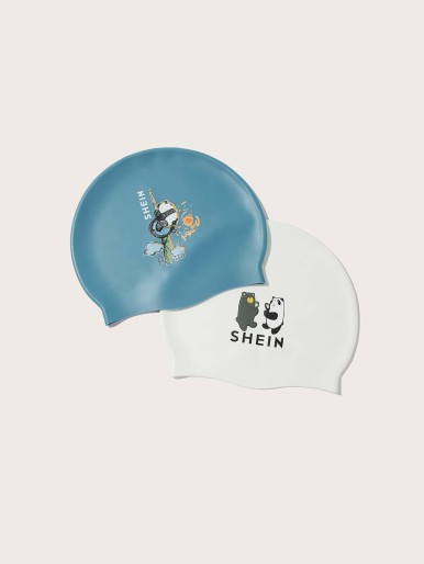 SHEIN panda print swim cap