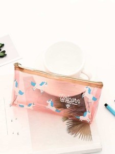 Unicorn Print Clear Pencil Case