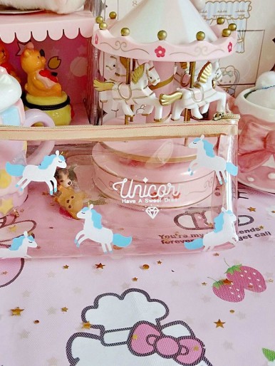 Unicorn Print Clear Pencil Case