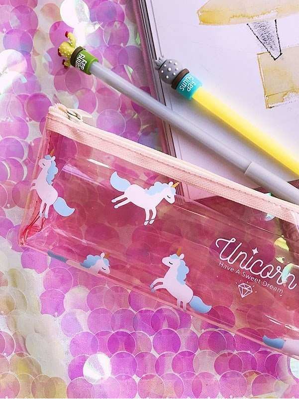 Unicorn Print Clear Pencil Case