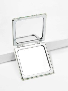 Letter & Branch Pattern Portable Makeup Mirror