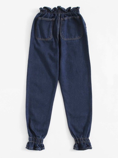 Elastic Waist Pocket Jeans