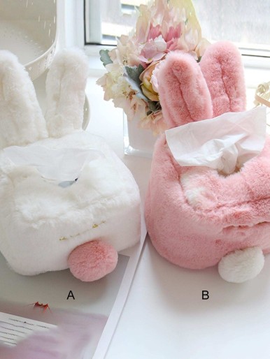 1pc Rabbit Plush Tissue Storage Bag