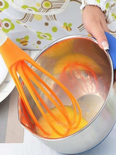 1pc, Silicone Egg Beater Manual Cream Beater Flour Mixer Cake Baking Gadget,  Color Random