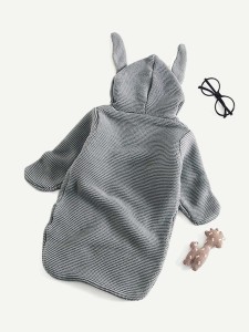 Baby Rabbit Ear Decor Hooded Blanket