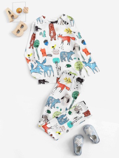 Boys Animal Print Pajama Set