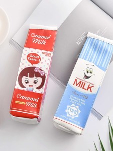 Cartoon Milk Pencil Case 1pc