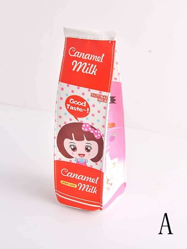 Cartoon Milk Pencil Case 1pc