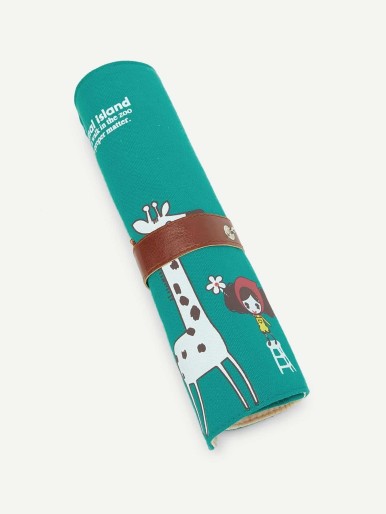 Giraffe Print Wrap Pencil Bag