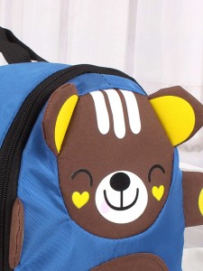Girls Bear Patch Decor Zip Around Backpack