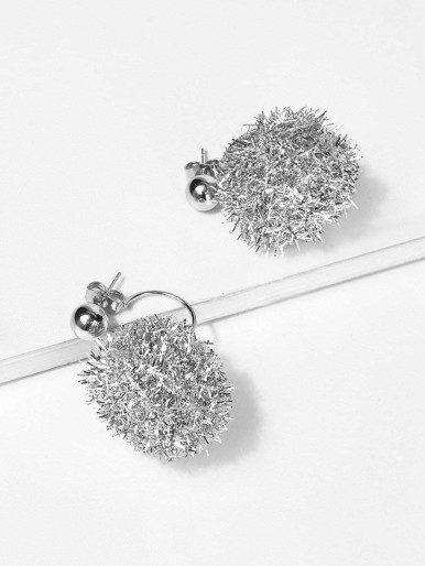 Glitter Ball Design Stud Earrings 1pair