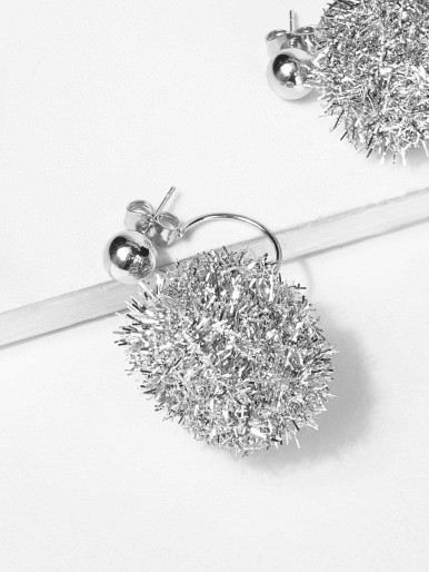 Glitter Ball Design Stud Earrings 1pair