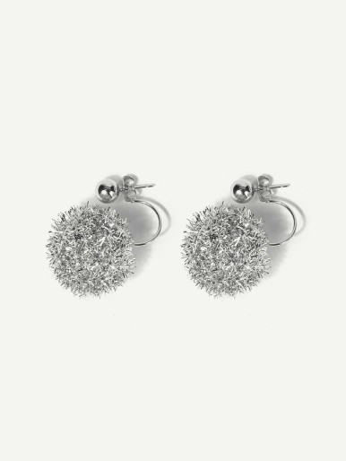 Glitter Ball Design Stud Earrings 1pair