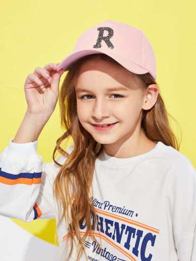 Girls Glitter Letter Baseball Cap