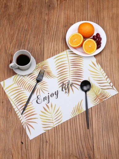 Letter & Leaf Print Placemat 1pc