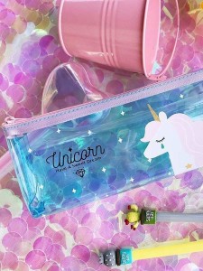 Unicorn Print Clear Pencil Case