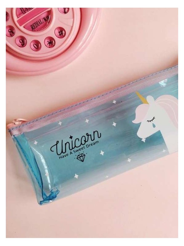 Unicorn Print Clear Pencil Case