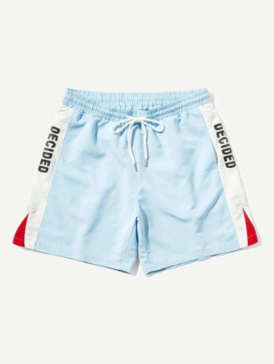 Men Pocket Patched Tape Shorts